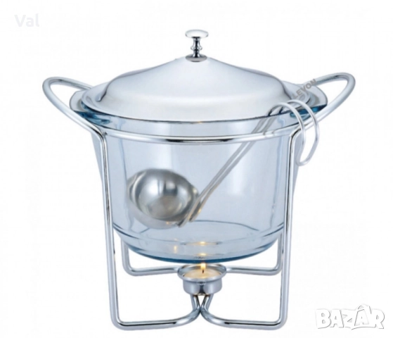 Съд за затопляне Bohmann, 4л, за супа, стоманен капак, стъкло, инокс, снимка 2 - Съдове за готвене - 52487850