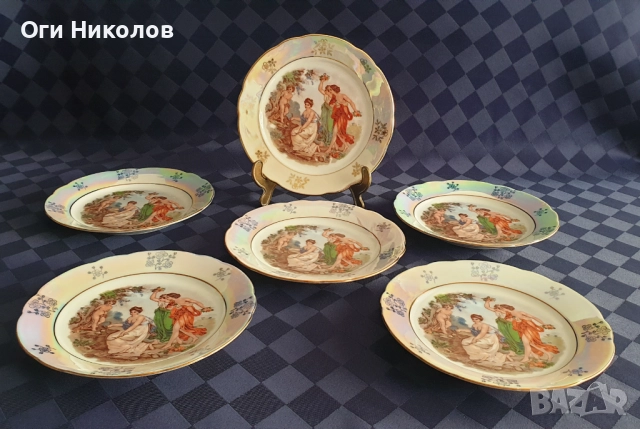 Порцеланови седефени чинии-Kahla - 6 броя 