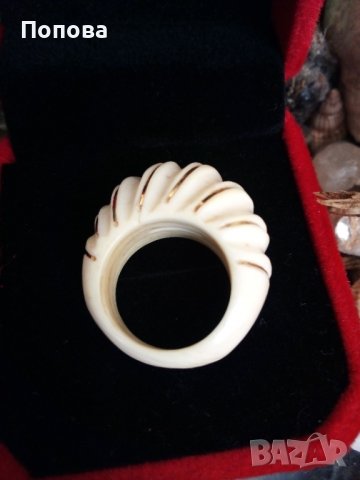 Антикварен  пръстен от злато и слонова кост, снимка 8 - Пръстени - 37934489