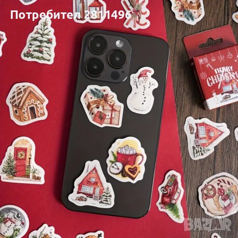 Коледни стикери в кутия, 46 броя - лепенки, снимка 2 - Ученически пособия, канцеларски материали - 43725937