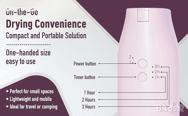 ПРОМОЦИЯ Портативна мултифункционална сушилня PORTABLE MULTIFUNCTIONAL DRYER (PINK) MR01, снимка 8 - Сушилни - 47786695