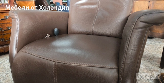 Голямо релакс кресло с естествена кожа, снимка 5 - Дивани и мека мебел - 53381909