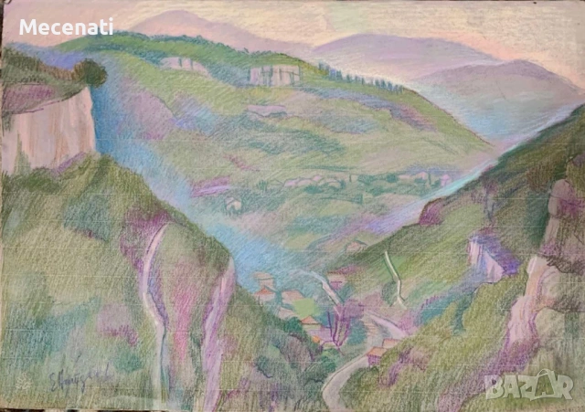 ЕЛКА НАЙДЕНОВА градски пейзаж – Пастел , снимка 2 - Картини - 53112971