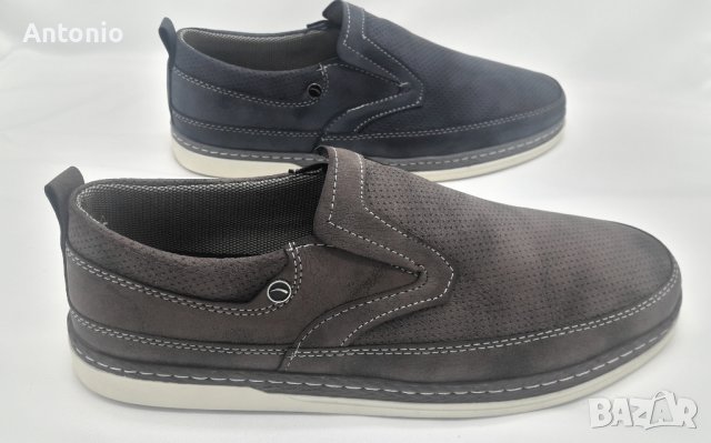 Мъжки обувки мокасини 1275 в синъо и кафяво , снимка 2 - Ежедневни обувки - 38315083