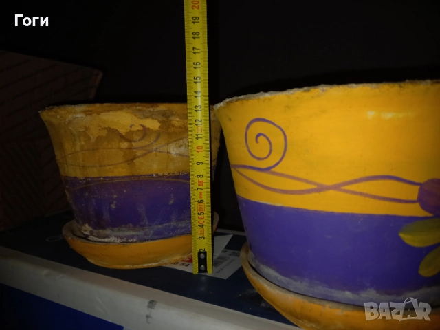 Керамични саксии с рисунка 2 броя, снимка 3 - Саксии и кашпи - 52681723