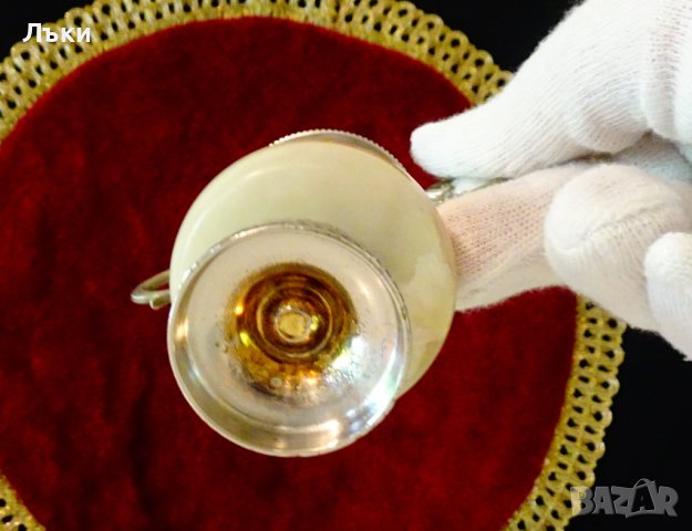 Посребрена амфора,ваза,свещник,нефритен оникс. , снимка 6 - Вази - 37369756