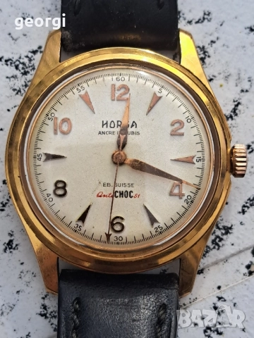 мъжки позлатен швейцарски часовник Horga