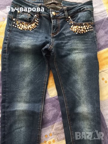 Дамско дънки с мъниста, снимка 2 - Дънки - 42937484