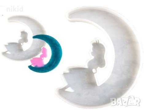 Голяма Луна с момиче Алиса в страната на чудеса силиконов молд форма фондан шоколад гипс смола декор