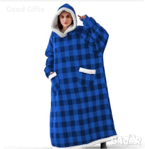 Супер меко и плюшено одеяло дреха с ръкави и качулка, снимка 5 - Други стоки за дома - 43141155