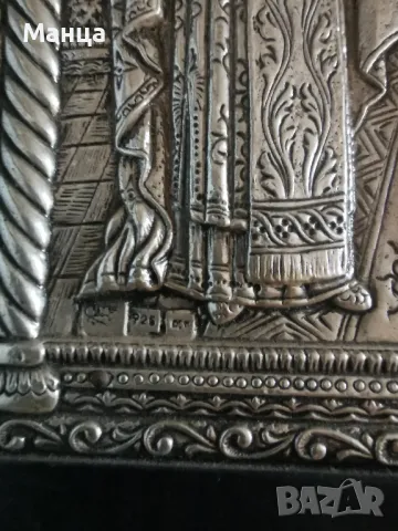 Гръцка сребърна икона Константин и Елена, снимка 2 - Антикварни и старинни предмети - 49740071