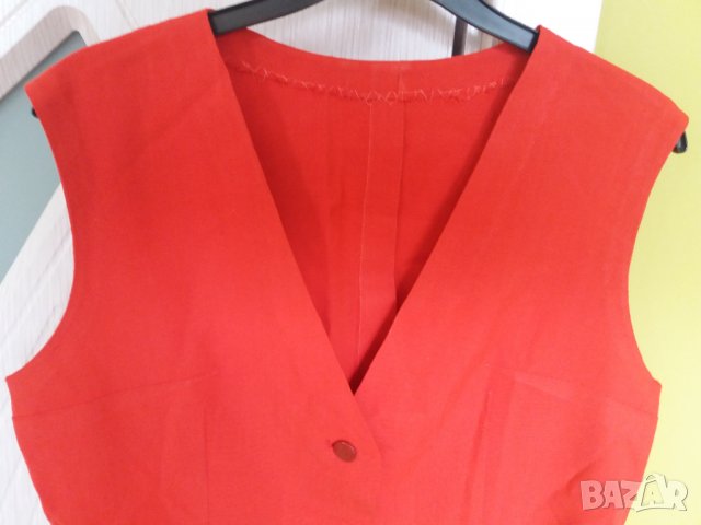 Дамска блуза с копчета без ръкав червена, снимка 3 - Елеци - 33225102