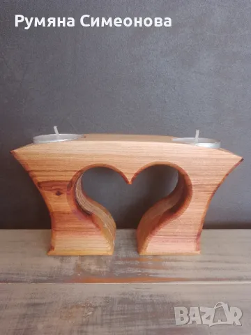 Дървен свещник , снимка 2 - Декорация за дома - 48754010