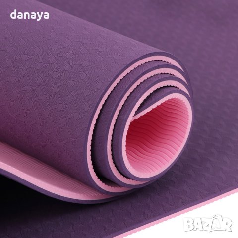 4450 Антибактериална TPE Постелка за Фитнес Пилатес Йога Гимнастика 183х61х0,6см, снимка 3 - Йога - 44113699