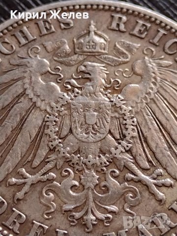 СРЕБЪРНА МОНЕТА 3 марки 1909г. ГЕРМАНСКА ИМПЕРИЯ Вилхелм втори Кайзер на Прусия УНИКАТ 33894, снимка 8 - Нумизматика и бонистика - 39695555