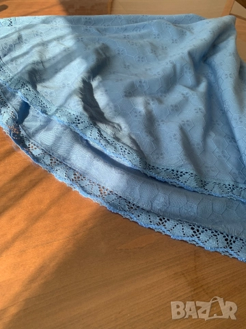 Покривка за кръгла маса* Дантела* Памук* Красиво синьо, снимка 4 - Покривки за маси - 51927757