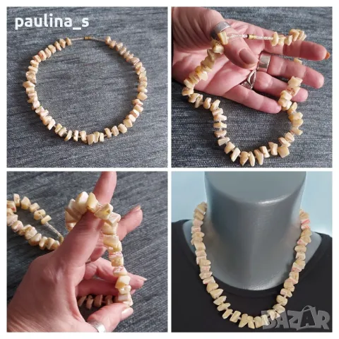 Два броя / Винтидж гердан от естествени камъни и седеф / Русия , снимка 6 - Колиета, медальони, синджири - 34730633