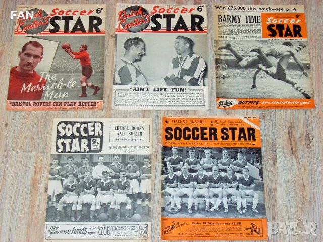 Оригинални стари английски футболни списания от 1952, 1953, 1954, 1956, 1959 г. с Манчестър Юнайтед, снимка 1