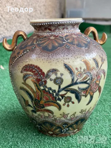 Ваза ръчно рисувана - Сатсума, снимка 3 - Антикварни и старинни предмети - 49990667