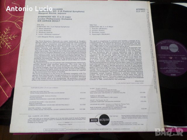 Vaughan Williams - Symphony n.3 , n.5 - Adrian Boult, снимка 2 - Грамофонни плочи - 35366904