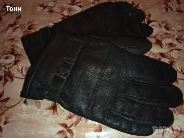 Нови Мъжки Топли Ръкавици Изцяло от Естествена Кожа Черни , снимка 2 - Ръкавици - 47843723