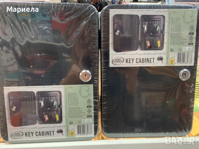 Шкаф за ключове с ключалка, метал, 12 куки, рафт, джоб, 25x18x7.5cm, снимка 2 - Други стоки за дома - 51962284