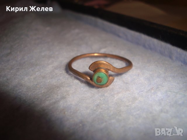 19 Век МЕДЕН ПРЪСТЕН с ПОЗЛАТА и НАТУРАЛЕН ТЮРКОАЗ РЯДКА РЪЧНА МАЙСТОРСКА ИЗРАБОТКА 