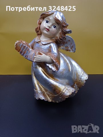 Ангел  ГОЛЯМ от висококачествен полирезин ,  цвят- меланж от сребро, мед, злато., снимка 2 - Статуетки - 43214419