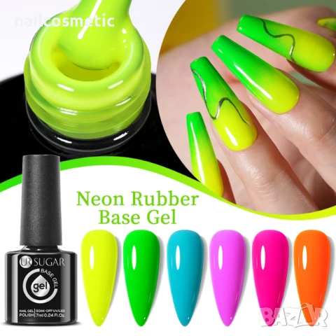Uv&Led ПРОФЕСИОНАЛНА КАУЧУКОВА БАЗА 7 МЛ В ЯРКИ НАСИТЕНИ ЦВЕТОВЕ - NEON , снимка 11 - Продукти за маникюр - 50591838