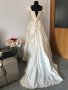 Сватбена булчинска рокля царствена естествена сурова коприна шампанско с шлейф, снимка 8