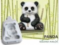 Панда с бамбук силиконов молд форма фондан шоколад гипс смола декор, снимка 1 - Форми - 32714213