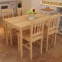 Дървена маса за хранене с 4 стола от натурално дърво, снимка 1 - Маси - 43045158