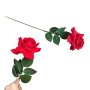 782 Изкуствена роза червена разцъфнала декорация за дом 60см