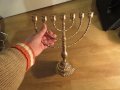 Голям бронзов свещник МЕНОРА 31х 27см. - еврейски седемсвещник- внос от Израел, Йерусалим, снимка 2