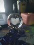 3D Прозрачен орнамент сърце в кристална топка 60 мм + стойка орнамент