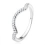Тънък модерен пръстен цирконий и сребро 925, снимка 1 - Пръстени - 43249976