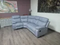 Сив кожен ъглов диван с релаксиращ механизъм от изкуствена кожа, снимка 5