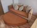 Разтегателен кръгъл диван с 2 фотьоила, снимка 3