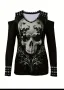Блуза с голи рамене и принт череп, размер М, снимка 1