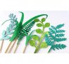 7 бр Изкуствена зеленина растения трева на клечки топери брокатени картон украса декор за торта , снимка 2