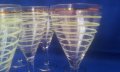 Ретро 7 ракиени стъклени чашки, столче, златни кантове , цветни кантове , снимка 3