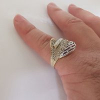 Златен пръстен бяло и жълто комбинация 3, снимка 9 - Пръстени - 33174854