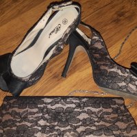 Обувки на ток и клъч чанта , снимка 1 - Дамски елегантни обувки - 32698441