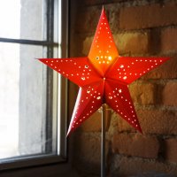 Светеща червена коледна звезда , снимка 1 - Декорация за дома - 35220203