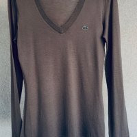 Тънка блуза LACOSTE цвят капучино, снимка 3 - Блузи с дълъг ръкав и пуловери - 40313633