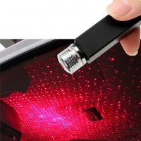 LED светлини за покрив на автомобил, декоративна светлина с USB, цвят Червен, Син, снимка 1 - Аксесоари и консумативи - 28018915