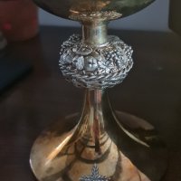 Уникален ръчно изработен сребърен потир с позлата. , снимка 3 - Антикварни и старинни предмети - 43913883