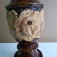 Дървена ваза с инкрустация (дърворезба), снимка 3 - Декорация за дома - 33139227