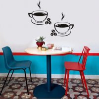 чаши кафе черен стикер за стена лепенка самозалепващ за стая декор кафене заведение кухня, снимка 1 - Други - 27152018