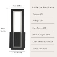Lumiup Модерна черна LED стенна лампа, снимка 4 - Лед осветление - 43429958